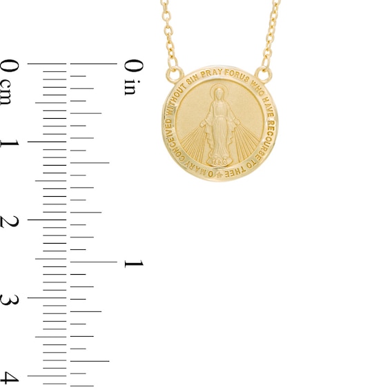 Mother Mary Medallion Necklace in 10K Gold - 17"