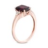 Thumbnail Image 2 of Cushion-Cut Rhodolite Garnet and Diamond Accent Tri-Sides Ring in 10K Rose Gold