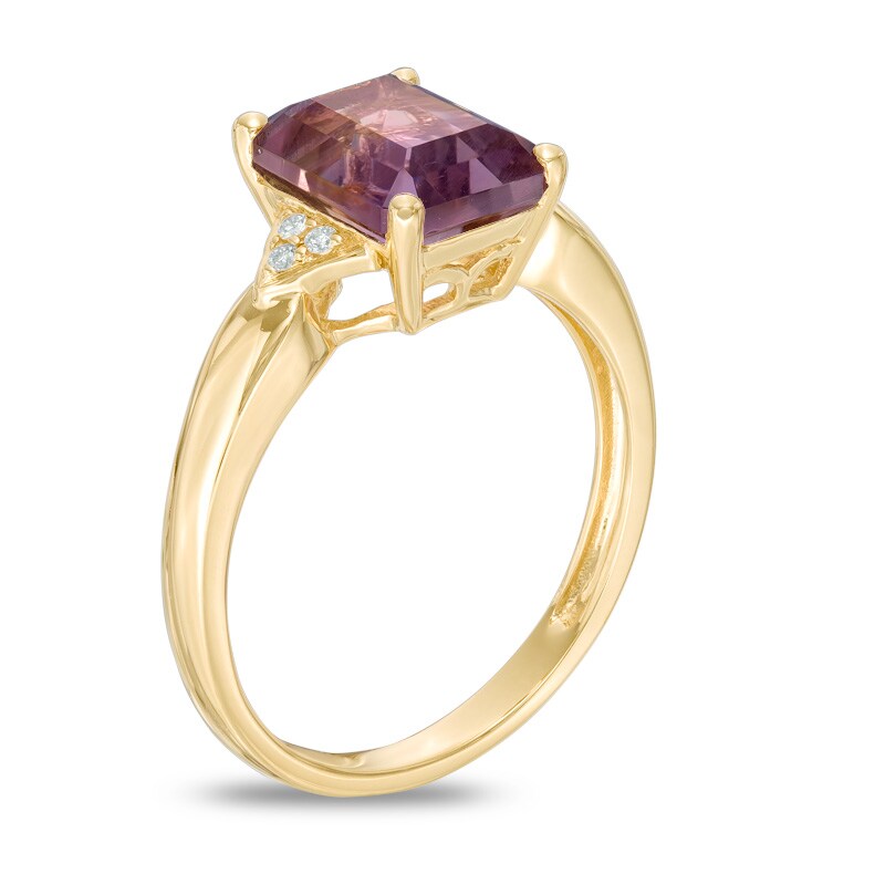 Main Image 2 of Emerald-Cut Ametrine and Diamond Accent Ring in 10K Gold