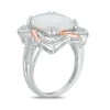 Thumbnail Image 2 of Cushion-Cut Lab-Created Opal and White Sapphire Frame Ring in Sterling Silver and 14K Rose Gold Plate