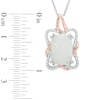 Thumbnail Image 2 of Cushion-Cut Lab-Created Opal and White Sapphire Twist Frame Pendant in Sterling Silver and 14K Rose Gold Plate