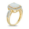 Thumbnail Image 2 of Octagon Lab-Created Opal and White Sapphire Frame Ring in 10K Gold