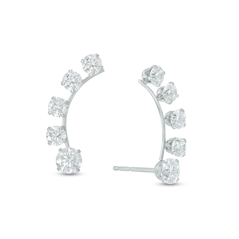 Cubic Zirconia Crawler Earrings in 14K White Gold