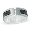 Thumbnail Image 1 of Men's Diamond Accent Cable Inlay Wedding Band in Two-Tone Titanium