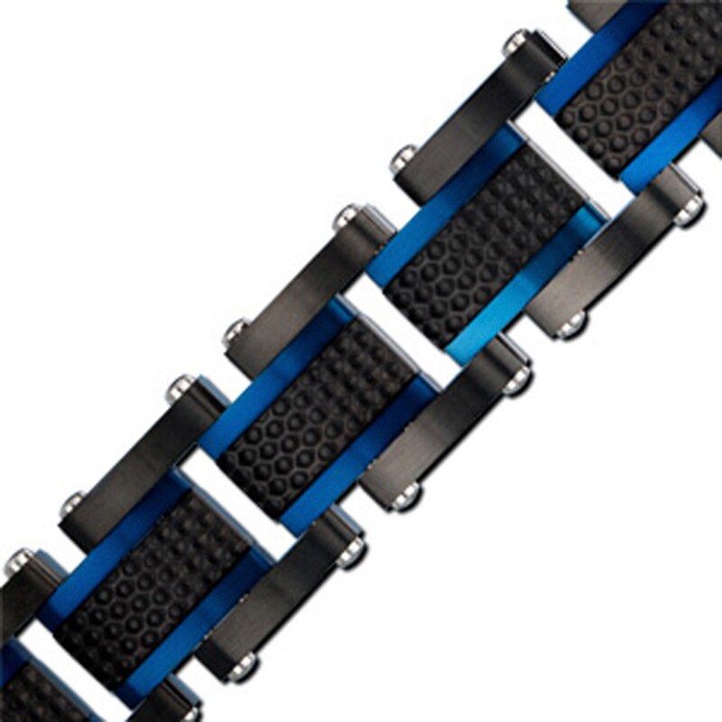 Main Image 1 of Textured Link Bracelet in Stainless Steel with Two-Tone IP - 8.5"