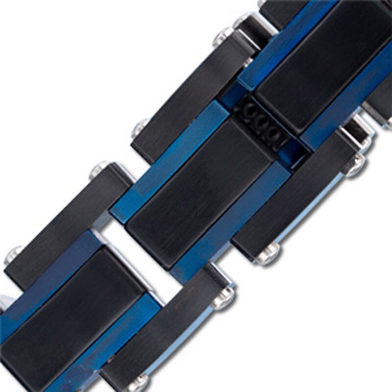 Main Image 2 of Textured Link Bracelet in Stainless Steel with Two-Tone IP - 8.5"
