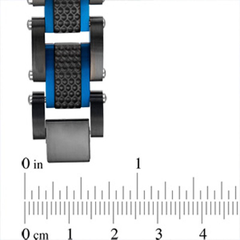 Main Image 3 of Textured Link Bracelet in Stainless Steel with Two-Tone IP - 8.5"