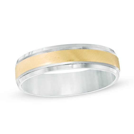 5.0mm Bevel Edge Wedding Band in 10K Two-Tone Gold