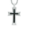 Thumbnail Image 1 of Men's Carbon Fiber Stacked Cross Pendant in Stainless Steel - 24"