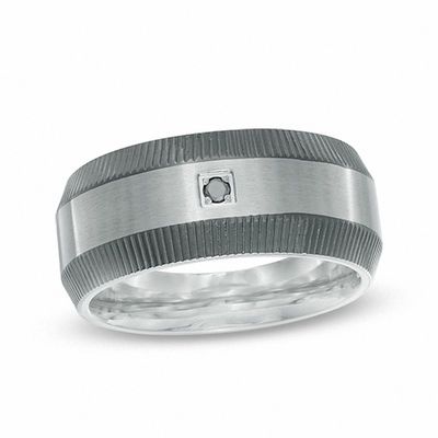 Stainless Steel Black 2 Color Satin Striped Affirmation-Love Comfort Fit Wedding Band Ring