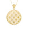 Thumbnail Image 1 of Peacock Feather Pattern Round Pendant in 10K Gold