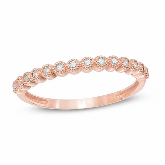 1 8 Ct T W Diamond Vintage Style Anniversary Band In 10k Rose Gold T W Diamond Vintage Style Anniversary Band In 10k Rose Gold