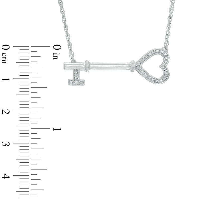Diamond Accent Sideways Key Necklace in Sterling Silver Zales
