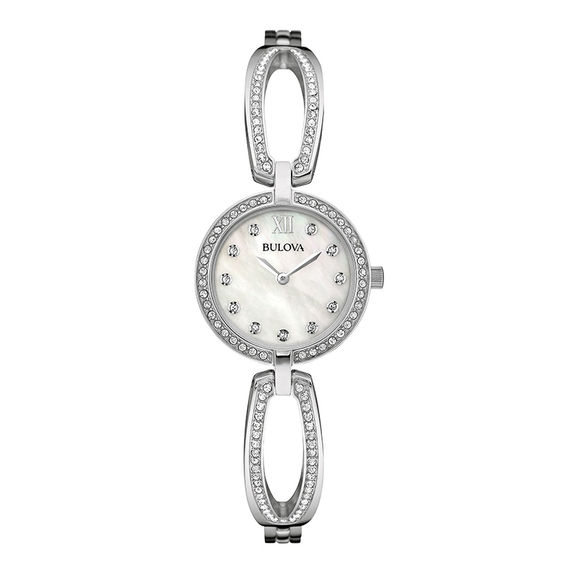 Ladies' Bulova Crystal Accent Watch with Mother-of-Pearl Dial (Model: 96L223)