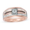Thumbnail Image 0 of Men's 1/2 CT. T.W. Champagne and White Diamond Comfort Fit Band in 14K Two-Tone Gold