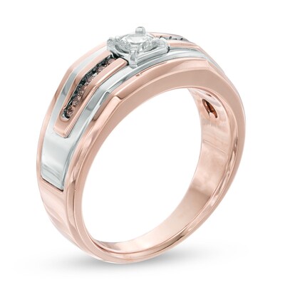 Men S 1 2 Ct T W Champagne And White Diamond Comfort Fit Band In
