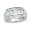 Thumbnail Image 1 of Men's 1-1/4 CT. T.W. Diamond Three Row Comfort Fit Band in 10K White Gold
