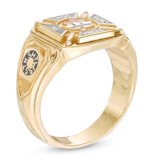 Enamel Knights Templar Masonic Ring in 10K Gold