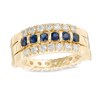 Thumbnail Image 0 of Blue Sapphire and 5/8 CT. T.W. Diamond Reversible Band in 14K Gold