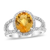 Thumbnail Image 0 of Oval Citrine and 7/8 CT. T.W. Diamond Frame Split Shank Ring in 14K White Gold