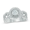 Thumbnail Image 1 of 1 CT. T.W. Diamond Frame Vintage-Style Braid Engagement Ring in 14K White Gold