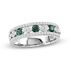 Thumbnail Image 0 of Emerald and 1/3 CT. T.W. Diamond Alternating Band in 14K White Gold