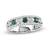 Thumbnail Image 0 of Emerald and 1/3 CT. T.W. Diamond Alternating Band in 14K White Gold