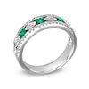 Thumbnail Image 1 of Emerald and 1/3 CT. T.W. Diamond Alternating Band in 14K White Gold