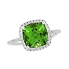 Thumbnail Image 1 of 9.0mm Cushion-Shaped Peridot and 1/4 CT. T.W. Diamond Frame Ring in 14K White Gold