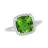 Thumbnail Image 0 of 9.0mm Cushion-Cut Peridot and 1/4 CT. T.W. Diamond Frame Ring in 14K White Gold