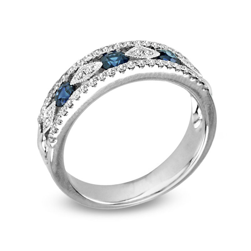 Buy Diamond Blue Sapphire Anniversary Wedding Ring
