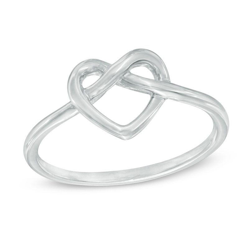 Heart-Shaped Knot Ring in 10K White Gold