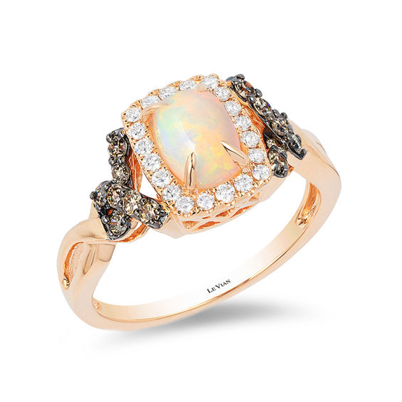Le Vian Cushion Cut Opal And 3 8 Ct T W Diamond Ring In 14k T W Diamond Ring