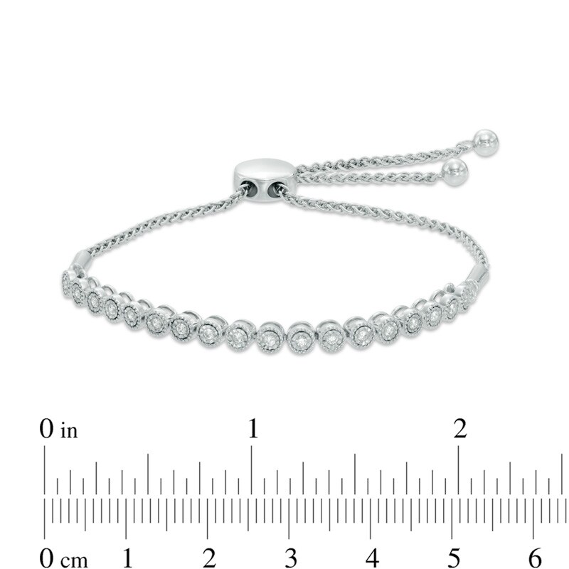 Main Image 2 of 1/4 CT. T.W. Diamond Bolo Bracelet in Sterling Silver - 9.5"