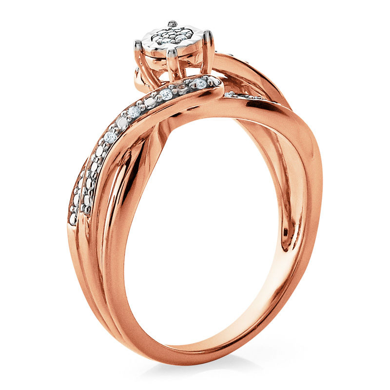 1/10 CT. T.W. Diamond Composite Bypass Promise Ring in Sterling Silver and 14K Rose Gold Plate