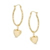 Thumbnail Image 0 of Hoop with Heart Dangle Earrings in 14K Gold