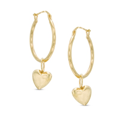 Gold Earrings Hook Earrings Yellow Gold Dangle Earrings Dangle Earrings Heart Earrings