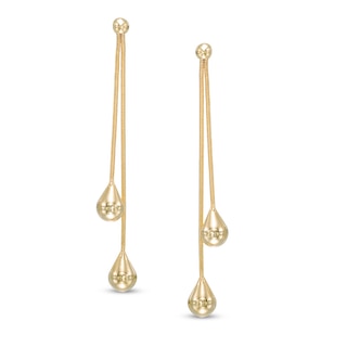 Double Strand Teardrop Earrings in 14K Gold
