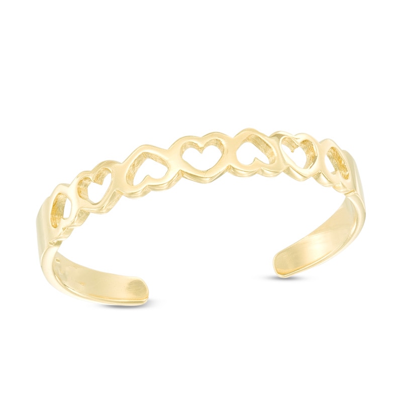 Alternating Hearts Toe Ring in 14K Gold