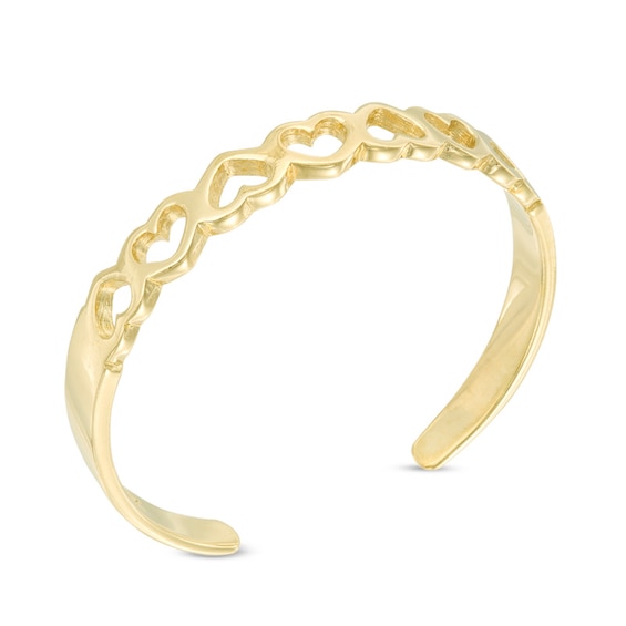 Alternating Hearts Toe Ring in 14K Gold