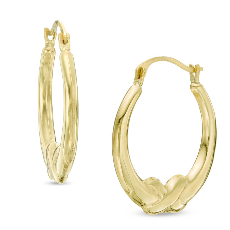 Infinity Knot Hoop Earrings in 10K Gold Zales