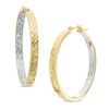 Thumbnail Image 1 of Diamond-Cut Inside-Out Hoop Earrings in 10K Two-Tone Gold