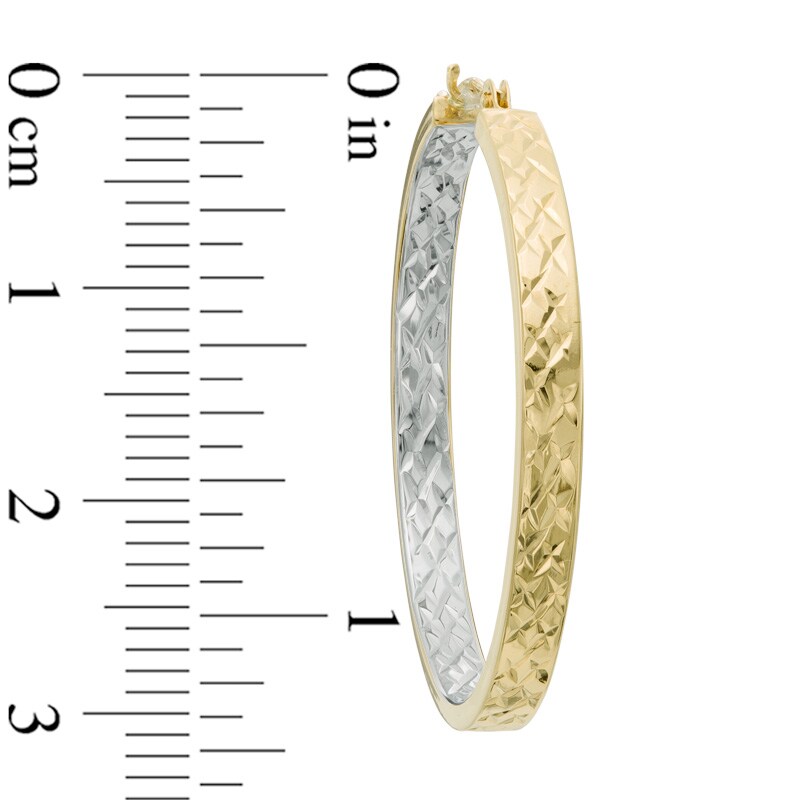 Main Image 2 of Diamond-Cut Inside-Out Hoop Earrings in 10K Two-Tone Gold