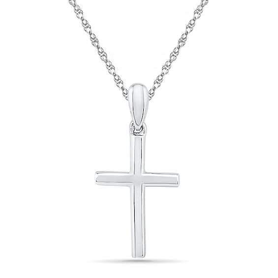 Stacked Cross Pendant in 10K White Gold