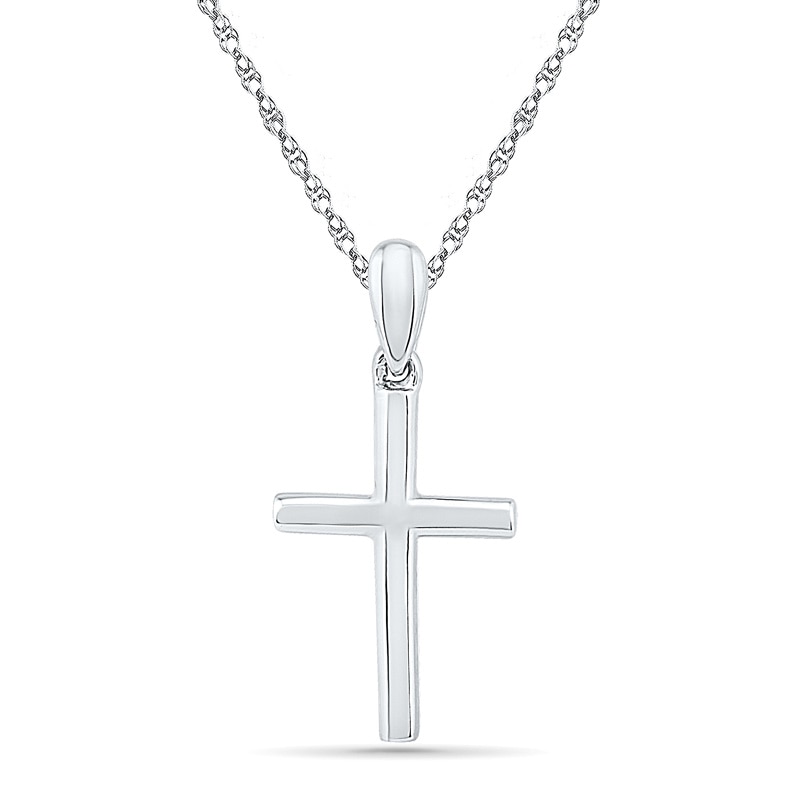 Stacked Cross Pendant in 10K White Gold