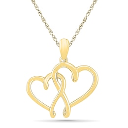 Double Heart Pendant in 10K Gold