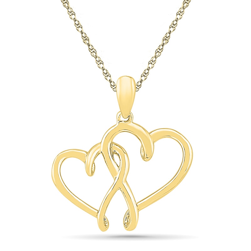 Main Image 1 of Double Heart Pendant in 10K Gold