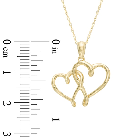 Double Heart Pendant in 10K Gold