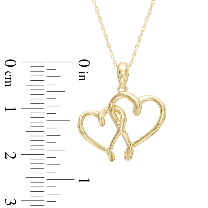 Main Image 2 of Double Heart Pendant in 10K Gold
