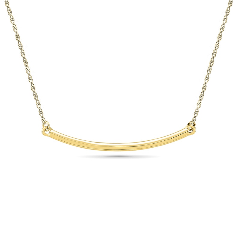 Curved Bar Necklace in 10K Gold